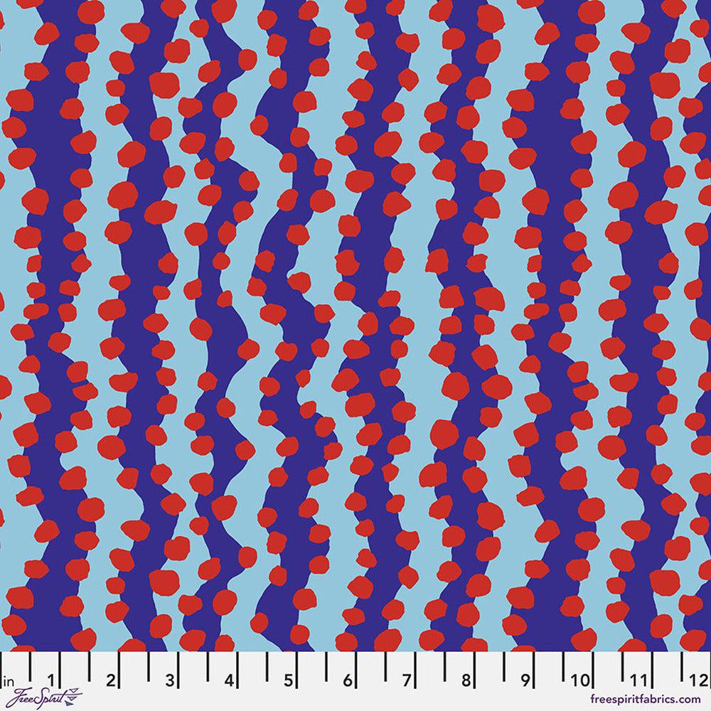 Kaffe Collective August 2022 Bubble Stripe Blue Fabric-Free Spirit Fabrics-My Favorite Quilt Store