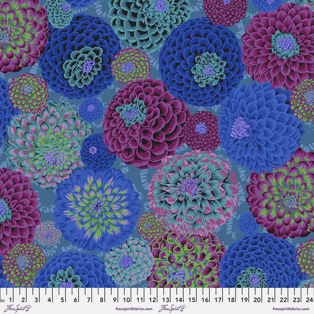 Kaffe Collective August 2022 Flora Blue Fabric-Free Spirit Fabrics-My Favorite Quilt Store