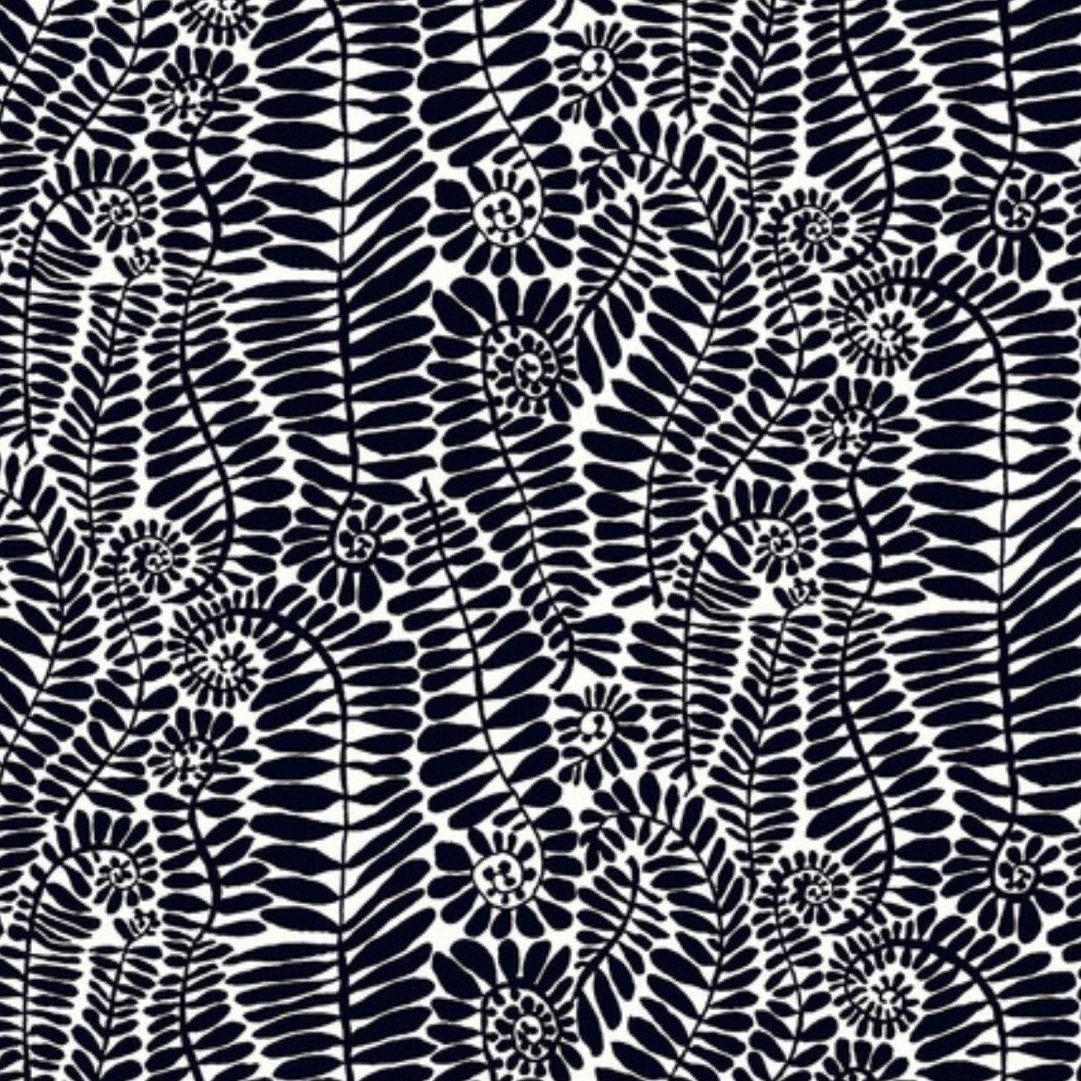 Kaffe Collective August 2022 Fronds Black Fabric-Free Spirit Fabrics-My Favorite Quilt Store