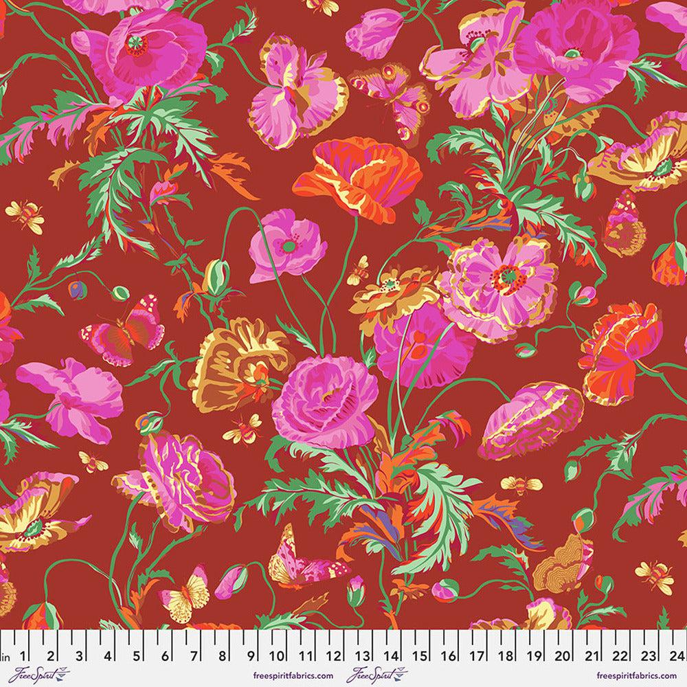 Kaffe Collective August 2022 Meadow Red Fabric-Free Spirit Fabrics-My Favorite Quilt Store