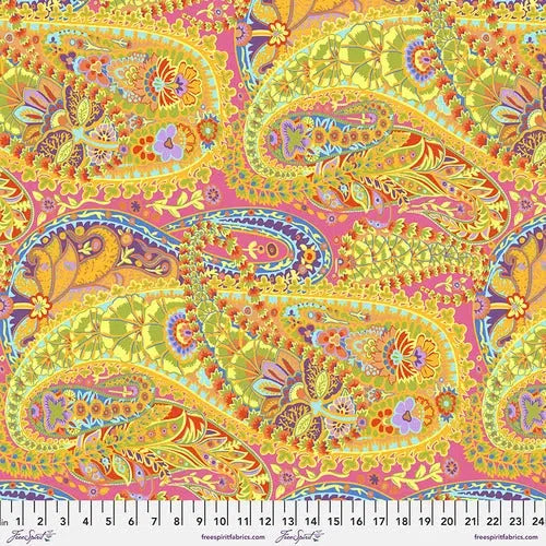 Kaffe Collective August 2022 Paisley Jungle Lime Fabric-Free Spirit Fabrics-My Favorite Quilt Store