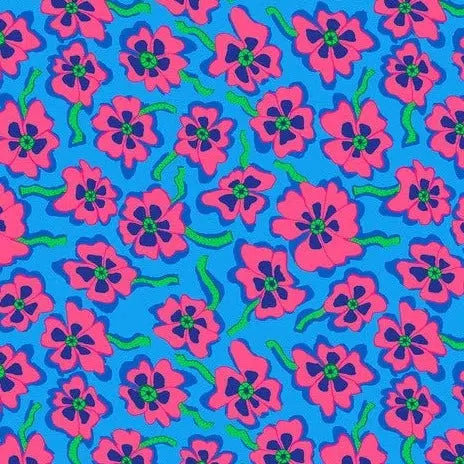 Kaffe Collective August 2023 Blue Camo Flower Fabric-Free Spirit Fabrics-My Favorite Quilt Store
