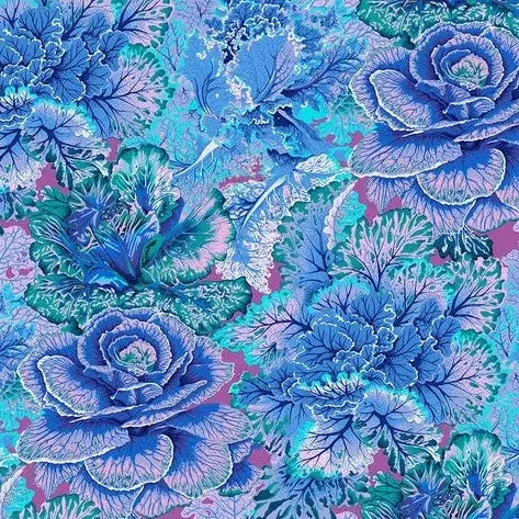 Kaffe Collective August 2023 Blue Curly Kale Fabric