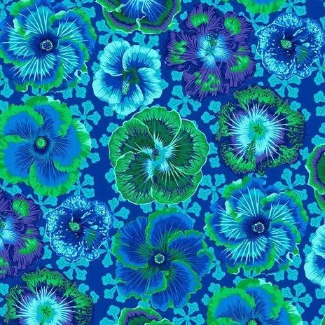 Kaffe Collective August 2023 Blue Floating Hibiscus Fabric