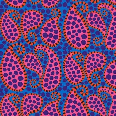 Kaffe Collective August 2023 Blue Paisley Dot Fabric-Free Spirit Fabrics-My Favorite Quilt Store