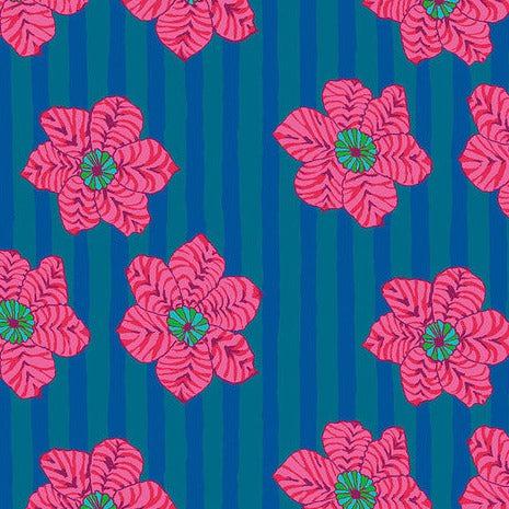 Kaffe Collective August 2023 Blue Zebra Lily Fabric-Free Spirit Fabrics-My Favorite Quilt Store