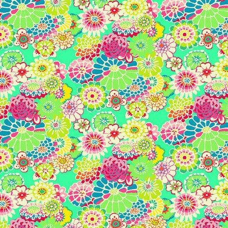 Kaffe Collective August 2023 Green Asian Circles Fabric-Free Spirit Fabrics-My Favorite Quilt Store