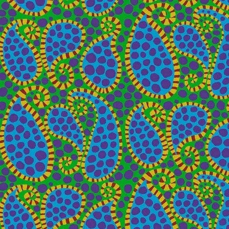 Kaffe Collective August 2023 Green Paisley Dot Fabric-Free Spirit Fabrics-My Favorite Quilt Store