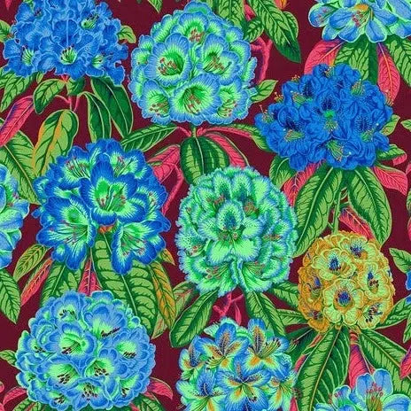 Kaffe Collective August 2023 Green Rhododendrons Fabric-Free Spirit Fabrics-My Favorite Quilt Store