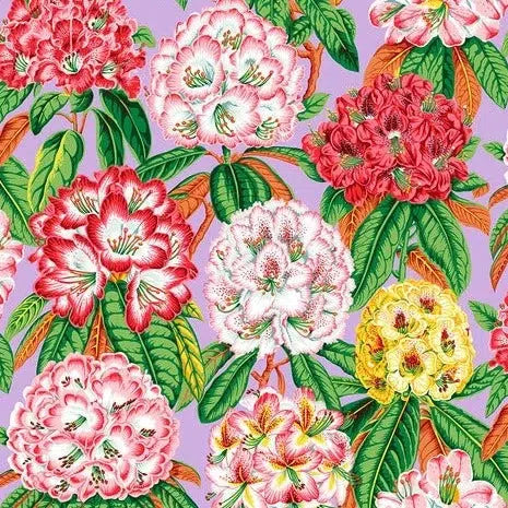 Kaffe Collective August 2023 Lavender Rhododendrons Fabric