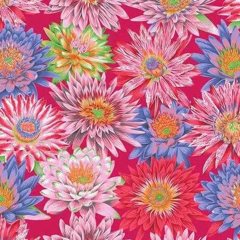 Kaffe Collective August 2023 Red Tropical Water Lilies Fabric