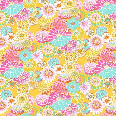 Kaffe Collective August 2023 Yellow Asian Flower Fabric