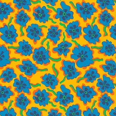 Kaffe Collective August 2023 Yellow Camo Flower Fabric-Free Spirit Fabrics-My Favorite Quilt Store
