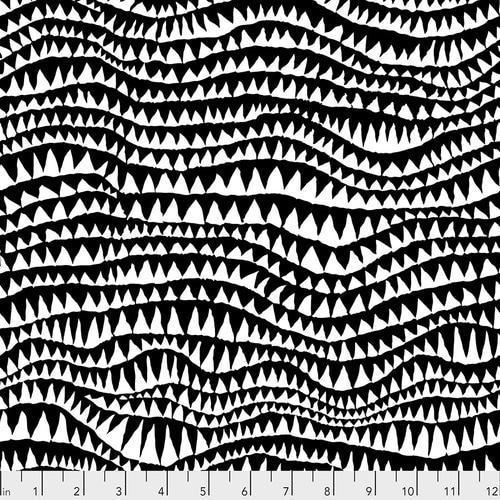 Kaffe Collective Black Sharks Teeth Fabric-Free Spirit Fabrics-My Favorite Quilt Store