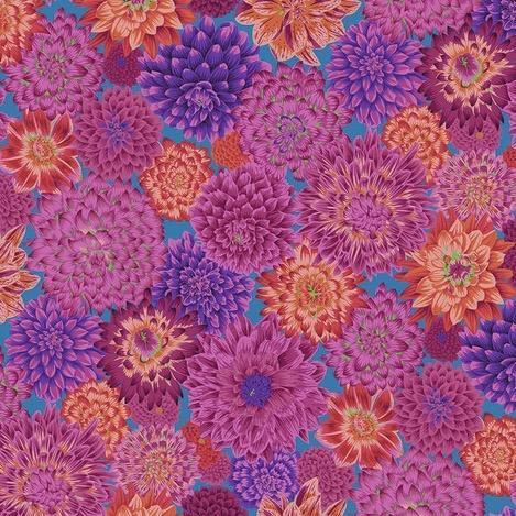 Kaffe Collective Dancing Dahlias Red Fabric-Free Spirit Fabrics-My Favorite Quilt Store