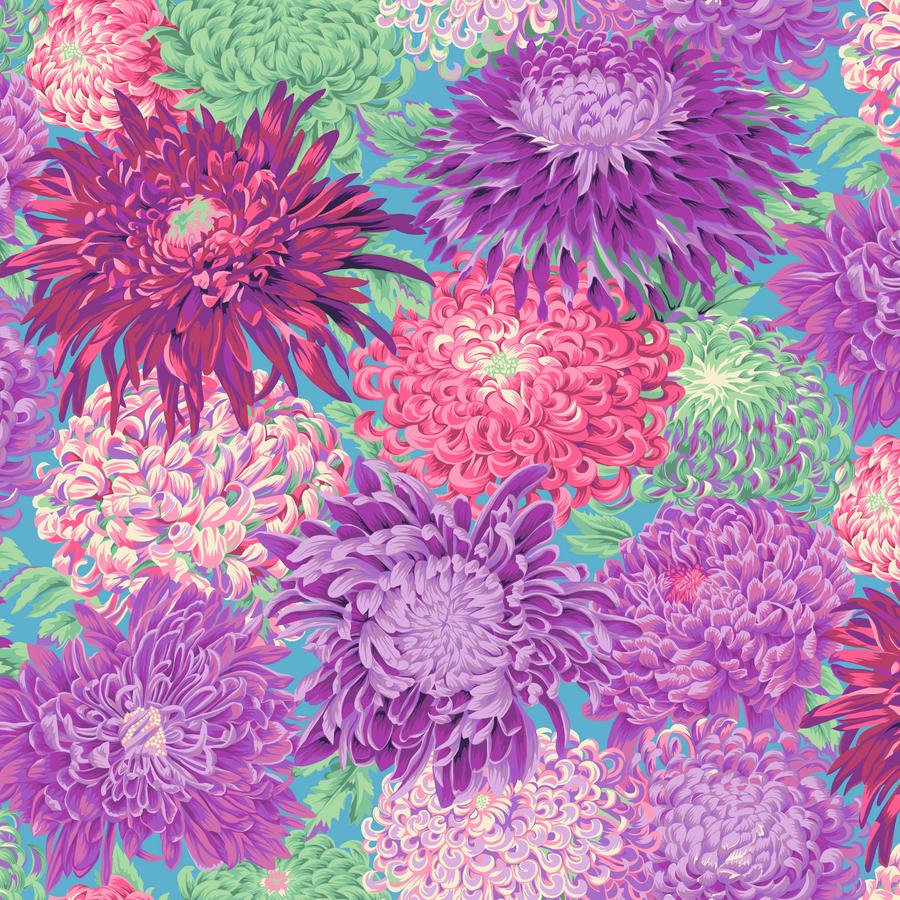 Kaffe Collective Feb 2022  Magenta Japanese Chrysanthemum Fabric