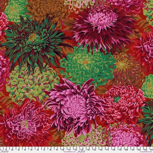 Kaffe Collective Scarlet Japanese Chrysanthemum Fabric-Free Spirit Fabrics-My Favorite Quilt Store