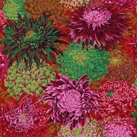 Kaffe Collective Scarlet Japanese Chrysanthemum Fabric-Free Spirit Fabrics-My Favorite Quilt Store