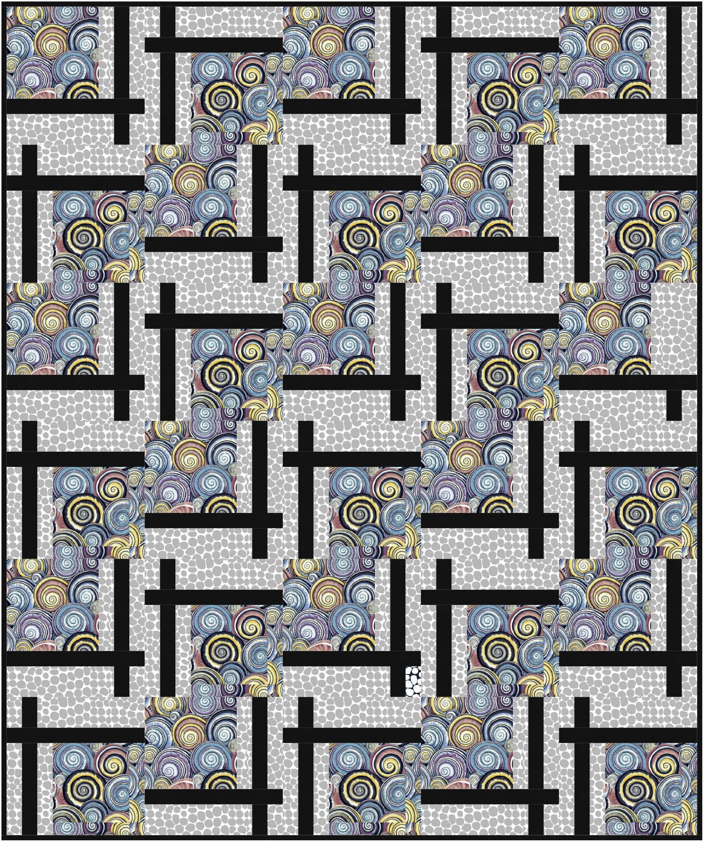 Kaffe Contrast Spirals with Grey Jumble BQ2 Quilt Kit-Free Spirit Fabrics-My Favorite Quilt Store