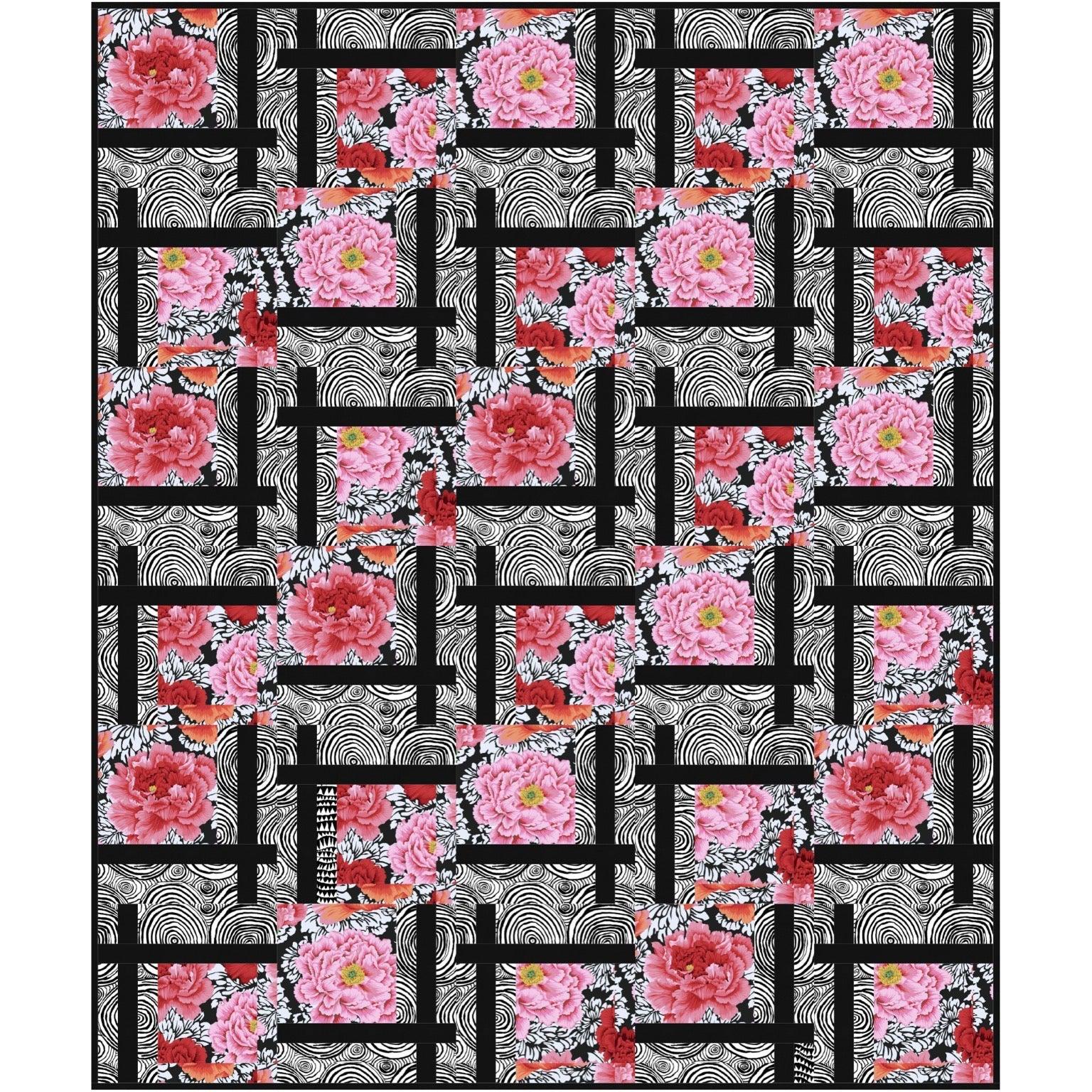 Kaffe Crimson Peony with Onion Rings BQ2 Quilt Kit-Free Spirit Fabrics-My Favorite Quilt Store