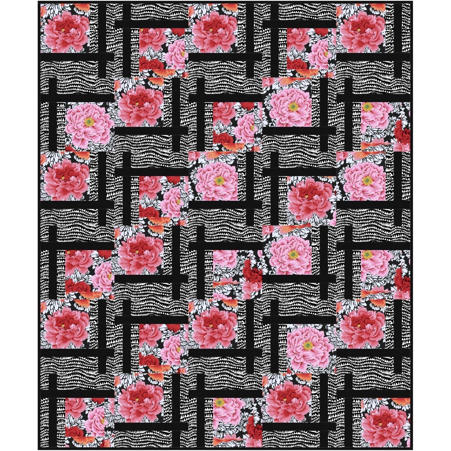 Kaffe Crimson Peony with Sharks Teeth BQ2 Quilt Kit