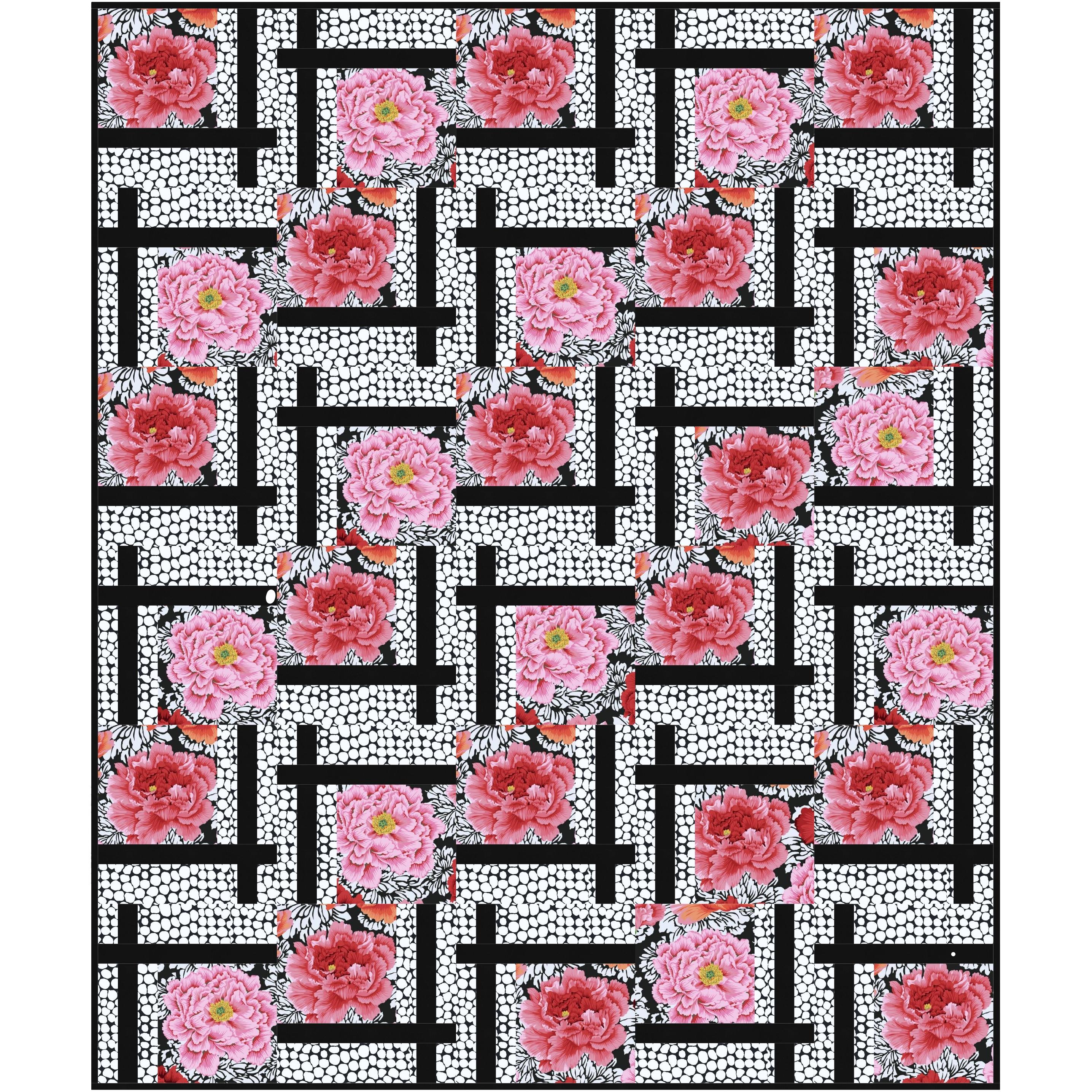 Kaffe Crimson Peony with White Jumble BQ2 Quilt Kit