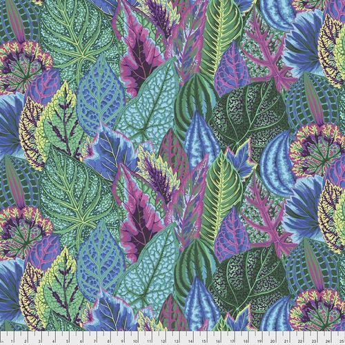 Kaffe Fassett Coleus Turquoise Fabric-Free Spirit Fabrics-My Favorite Quilt Store