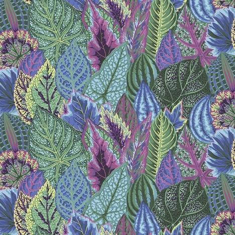 Kaffe Fassett Coleus Turquoise Fabric-Free Spirit Fabrics-My Favorite Quilt Store