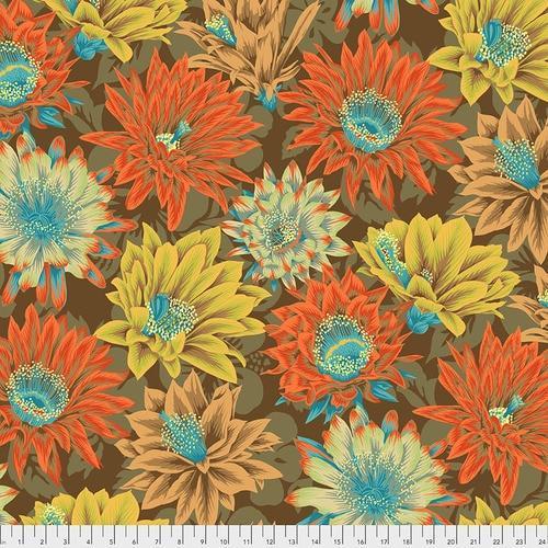 Kaffe Fassett Collective Cactus Flower Brown Fabric-Free Spirit Fabrics-My Favorite Quilt Store