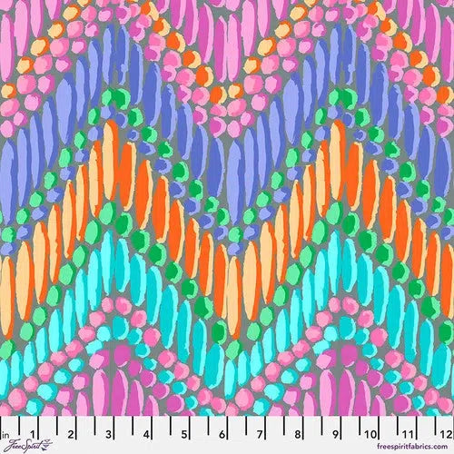 Kaffe Fassett Collective Feb 2023 Beaded Curtain Grey Fabric-Free Spirit Fabrics-My Favorite Quilt Store