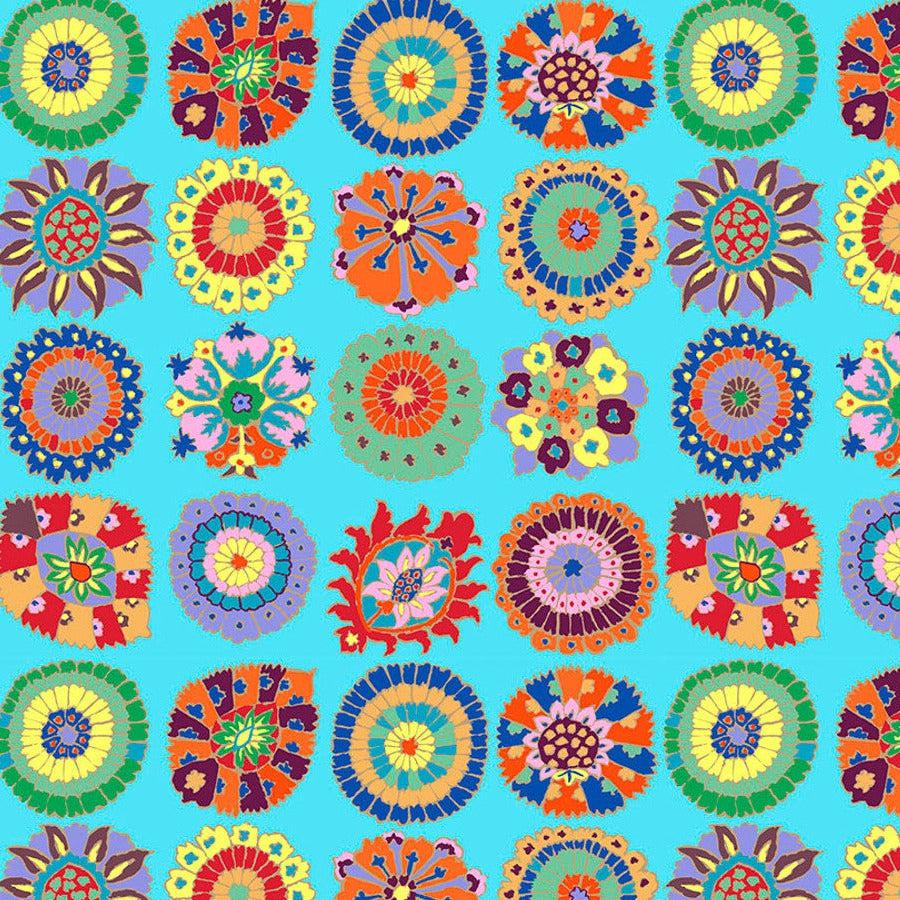 Kaffe Fassett Collective Feb 2023 Carpet Cookies Sky Fabric-Free Spirit Fabrics-My Favorite Quilt Store