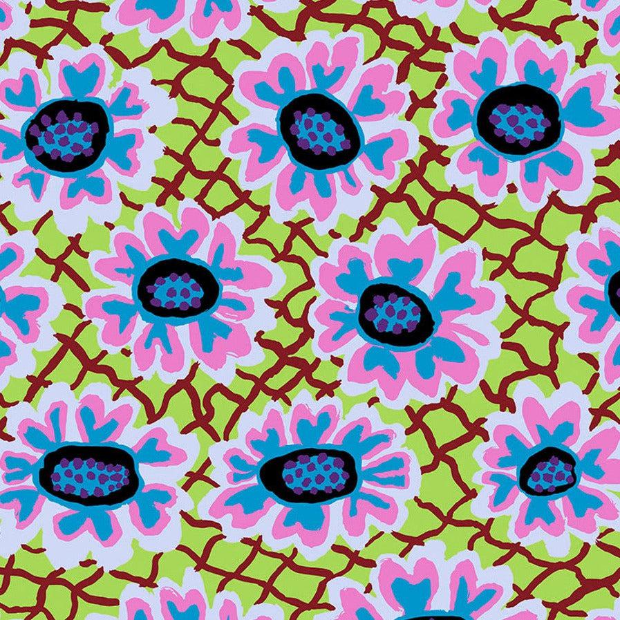 Kaffe Fassett Collective Feb 2023 Flower Net Lime Fabric-Free Spirit Fabrics-My Favorite Quilt Store