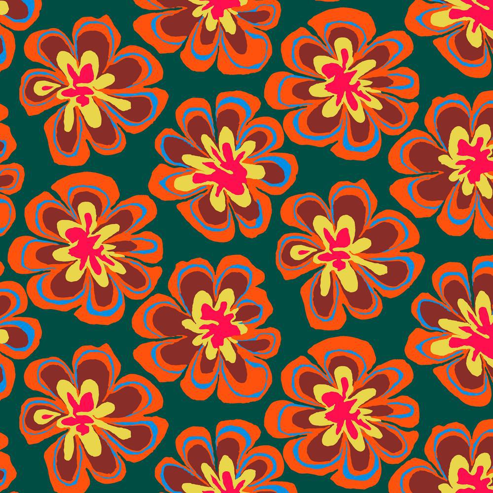 Kaffe Fassett Collective Feb 2023 Funky Flora Forest Fabric-Free Spirit Fabrics-My Favorite Quilt Store