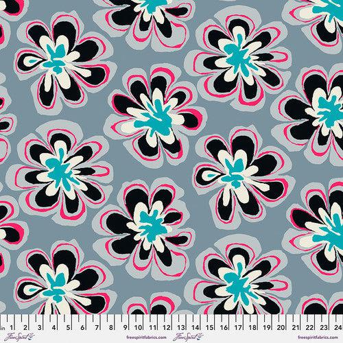 Kaffe Fassett Collective Feb 2023 Funky Flora Grey Fabric-Free Spirit Fabrics-My Favorite Quilt Store