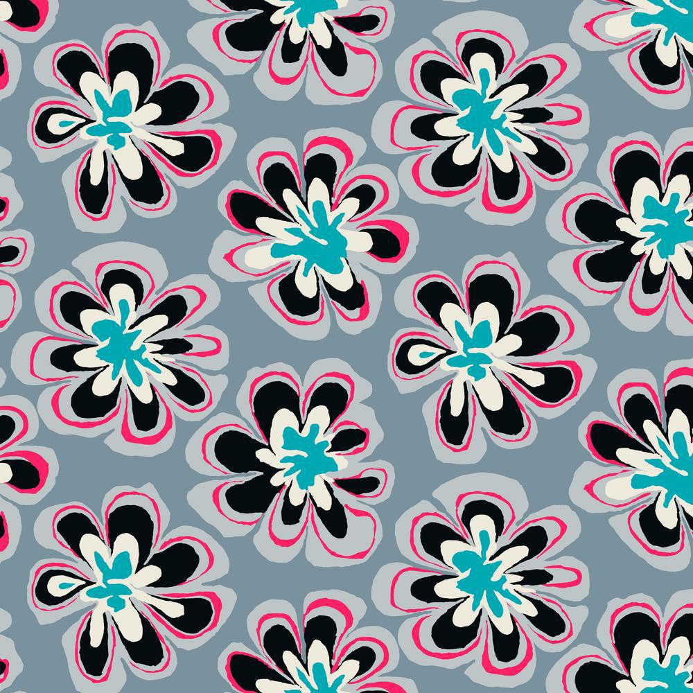 Kaffe Fassett Collective Feb 2023 Funky Flora Grey Fabric-Free Spirit Fabrics-My Favorite Quilt Store