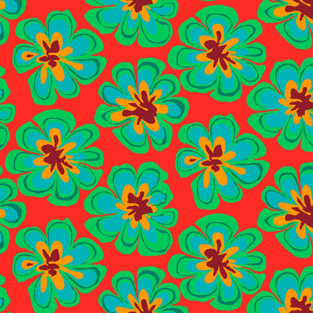 Kaffe Fassett Collective Feb 2023 Funky Flora Watermelon Fabric-Free Spirit Fabrics-My Favorite Quilt Store