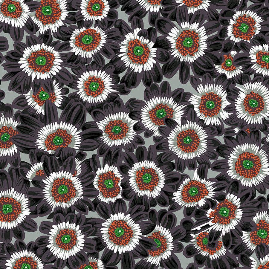 Kaffe Fassett Collective Feb 2023 Lucy Black Fabric-Free Spirit Fabrics-My Favorite Quilt Store