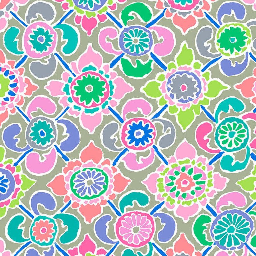 Kaffe Fassett Collective Feb 2023 Tudor Pastel Fabric-Free Spirit Fabrics-My Favorite Quilt Store