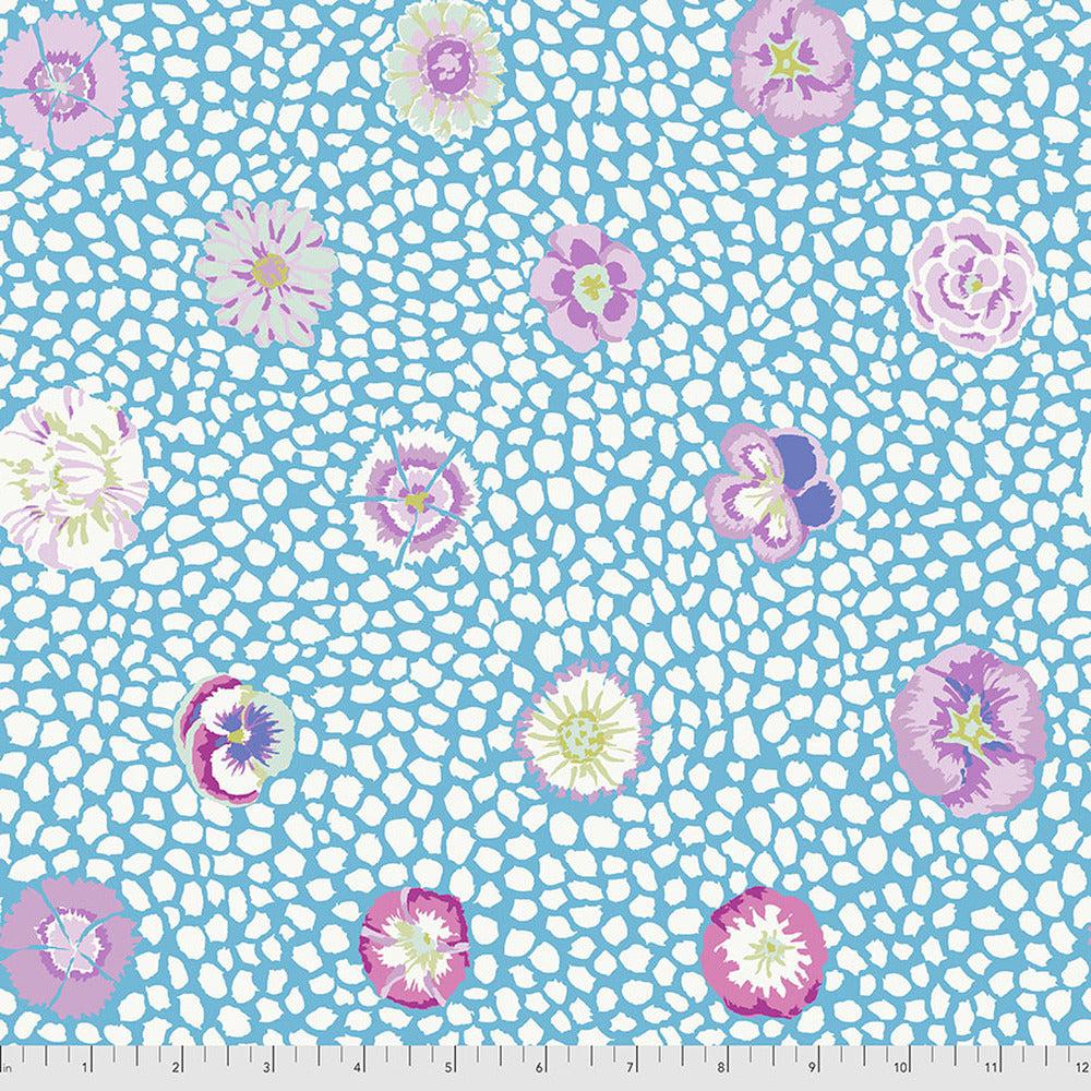 Kaffe Fassett Collective Guinea Flower Turquoise Fabric-Free Spirit Fabrics-My Favorite Quilt Store