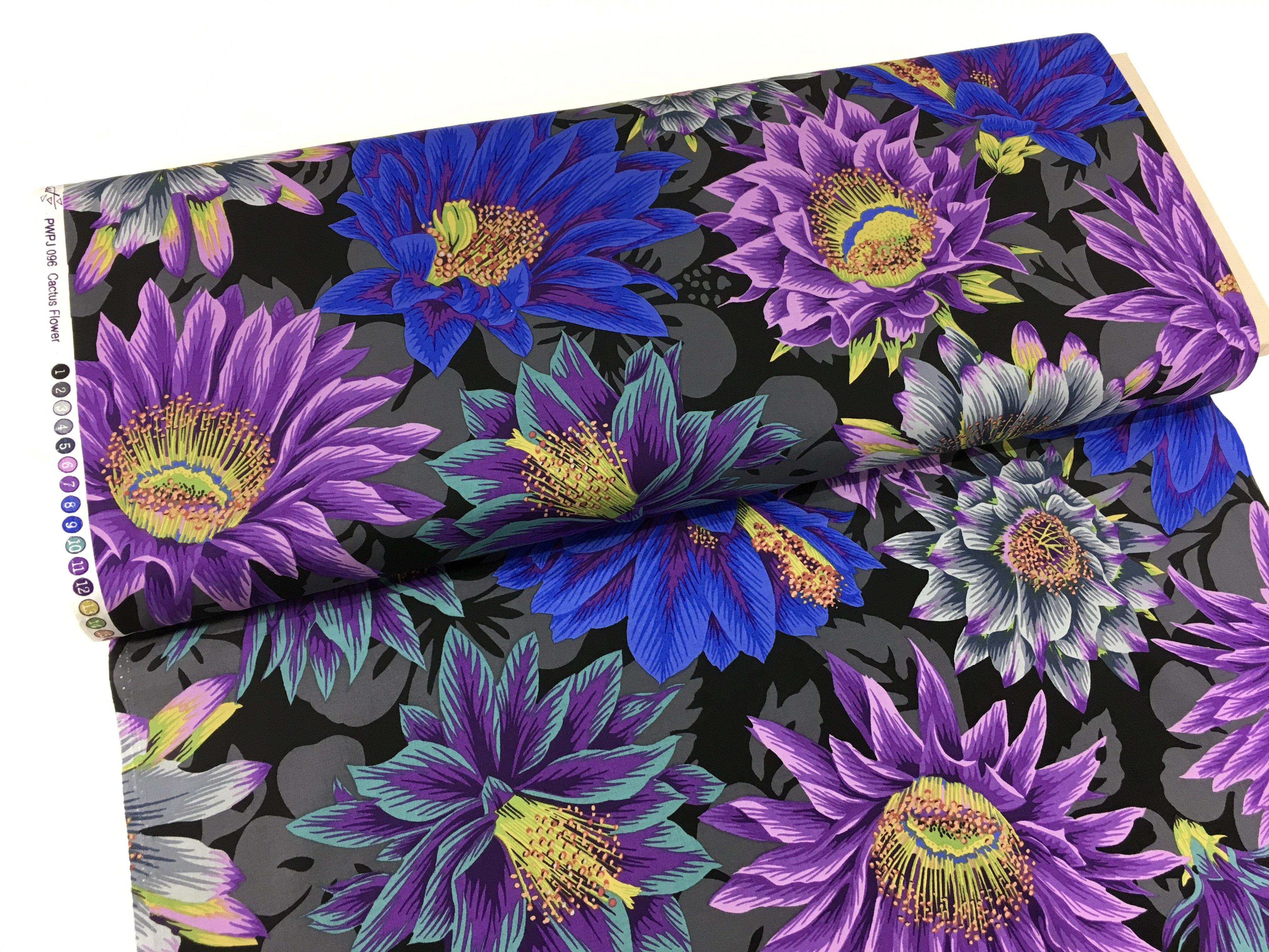 Kaffe Fassett Collective Spring 2019 Cactus Flower Black Fabric-Free Spirit Fabrics-My Favorite Quilt Store