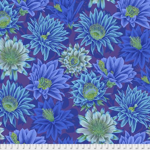 Kaffe Fassett Collective Spring 2019 Cactus Flower Blue Fabric-Free Spirit Fabrics-My Favorite Quilt Store