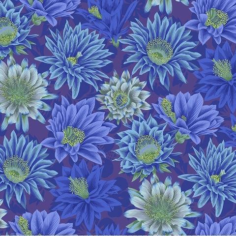 Kaffe Fassett Collective Spring 2019 Cactus Flower Blue Fabric-Free Spirit Fabrics-My Favorite Quilt Store