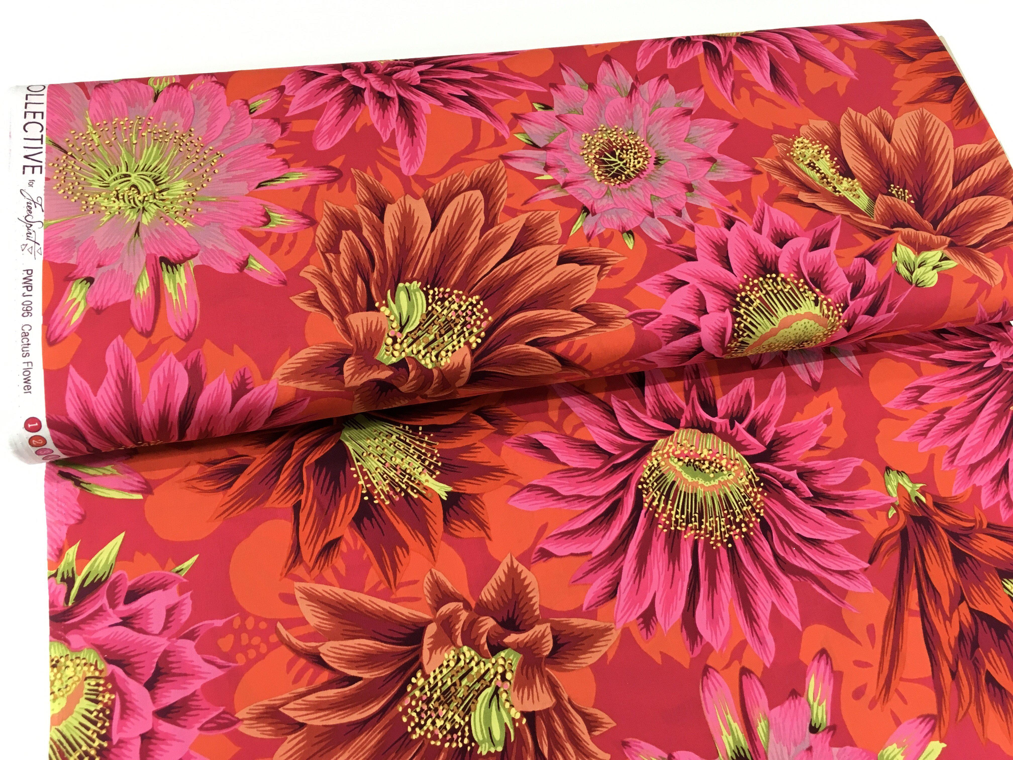 Kaffe Fassett Collective Spring 2019 Cactus Flower Red Fabric-Free Spirit Fabrics-My Favorite Quilt Store