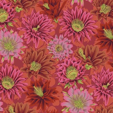 Kaffe Fassett Collective Spring 2019 Cactus Flower Red Fabric-Free Spirit Fabrics-My Favorite Quilt Store