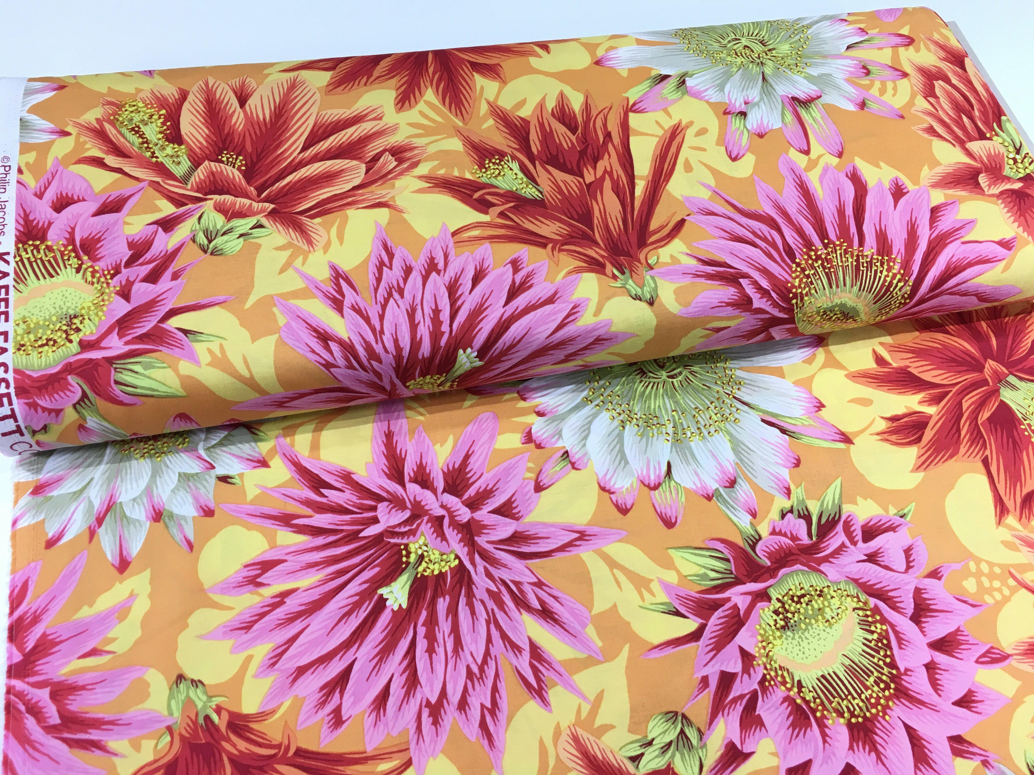 Kaffe Fassett Collective Spring 2019 Cactus Flower Yellow Fabric-Free Spirit Fabrics-My Favorite Quilt Store