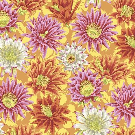 Kaffe Fassett Collective Spring 2019 Cactus Flower Yellow Fabric-Free Spirit Fabrics-My Favorite Quilt Store