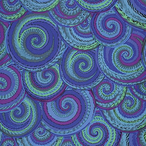 Kaffe Fassett Curly Baskets Cobalt Fabric-Free Spirit Fabrics-My Favorite Quilt Store