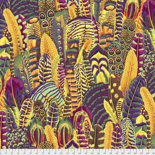Kaffe Fassett Farm Yard Feathers Gold Fabric-Free Spirit Fabrics-My Favorite Quilt Store