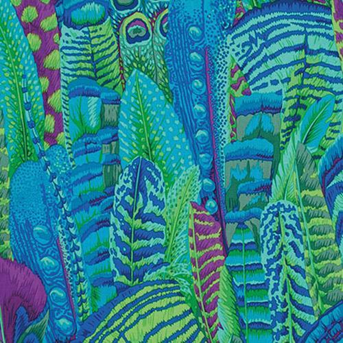 Kaffe Fassett Farm Yard Feathers Green Fabric-Free Spirit Fabrics-My Favorite Quilt Store