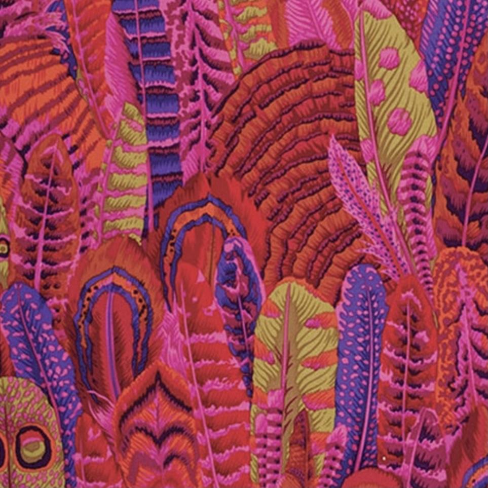 Kaffe Fassett Farm Yard Feathers Red Fabric-Free Spirit Fabrics-My Favorite Quilt Store